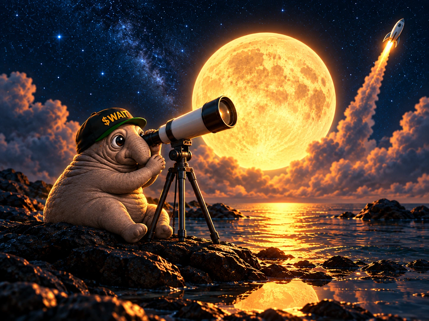 Wait using a telescope under the moon with a rocket in the sky